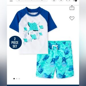 Children’s Place Toddler Boys Stingray Swimsuit - Aqua NWT
